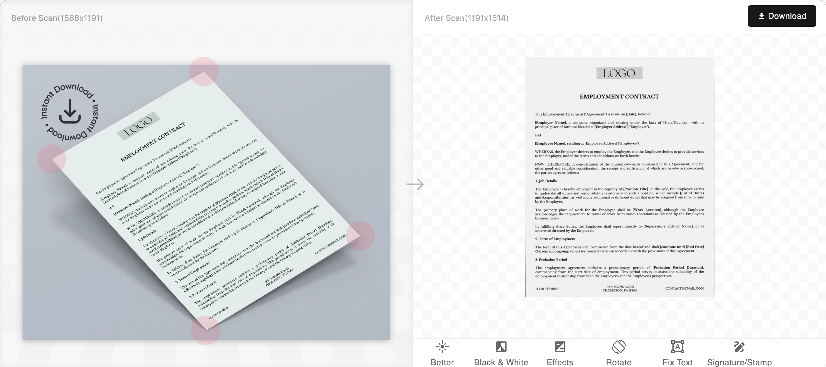 How to convert Photo to Scanned Document?